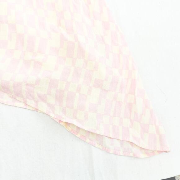 Club Monaco Short Sleeve Checkered Plaid Pink Cream Dress Size 6 - Picture 3 of 5